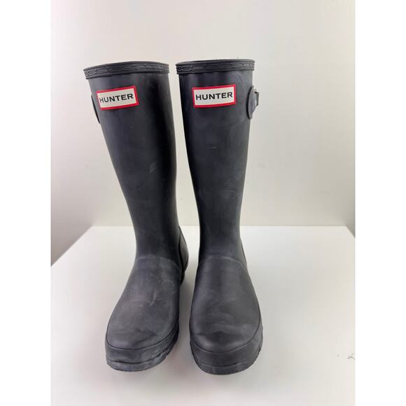 Hunter Original Kids Tall Rain Boots Blue 2B/3G Rubber Buckle Waterproof Pull On - Picture 4 of 8